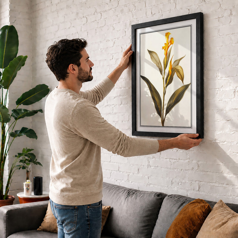 Golden Daffodil Study Botanical - Framed Print, A4 - 29.7 x 21.0 cm, Unframed