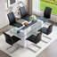 Ensemble de table de salle à manger en verre 71 po avec chaises chromées, table de cuisine élégante pour repas en famille-214351082-214351080