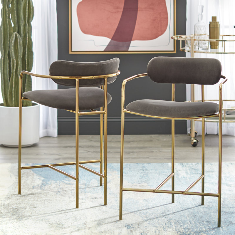 Zaida Upholstered Counter Stool with Metal Frame