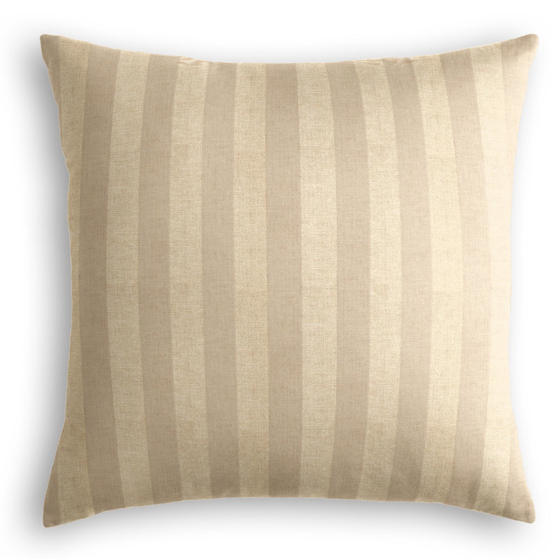 Show Stopper Linen Blend Striped Square Pillow Cover & Insert, 16" x 16", Silver
