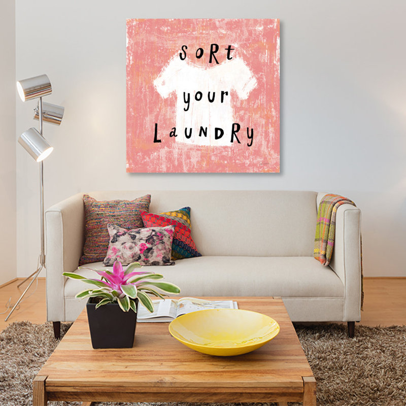 «Laundry Rules III», art textuel sur toile, H 12 po x l 12 po x P 0,75 po, Pas de tapis, Toile tendue