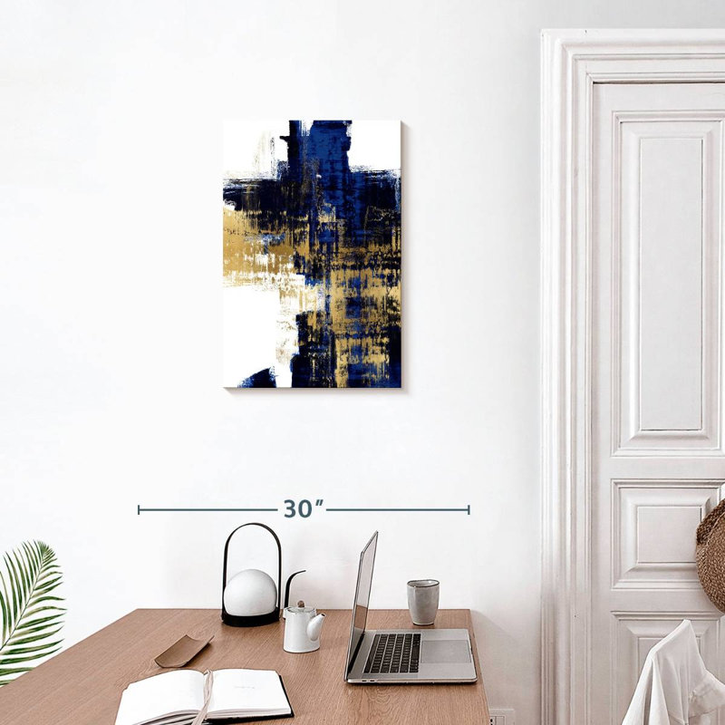 Avery Dynamic Gold On Blue II, 24" H x 16" W