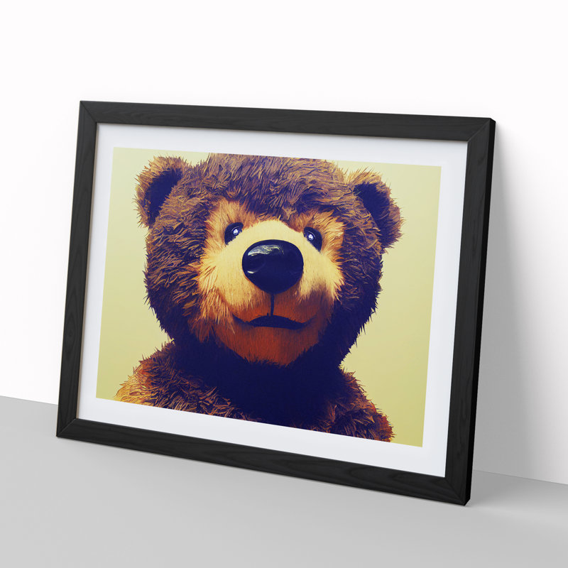 Dazzling Teddy Bear - Single Picture Frame Print, Black Framed, 25cm H x 34cm W x 2cm D