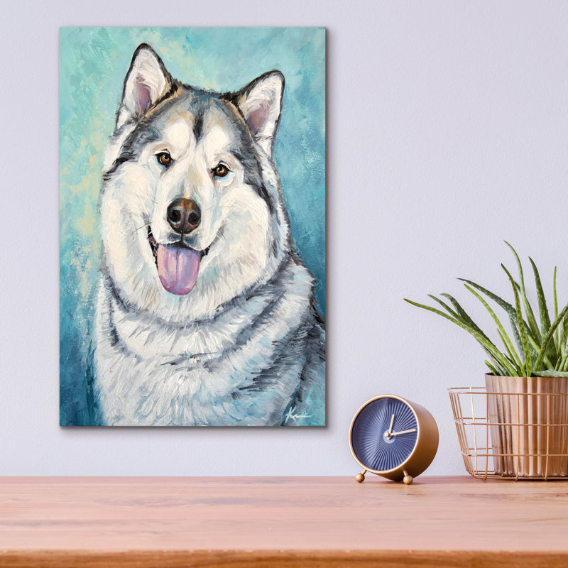 Art mural en verre Red Barrel Studio «Dogs Alaskan Malamute» par Lindsay Kivi, H 16 po x l 12 po x P 0,13 cm