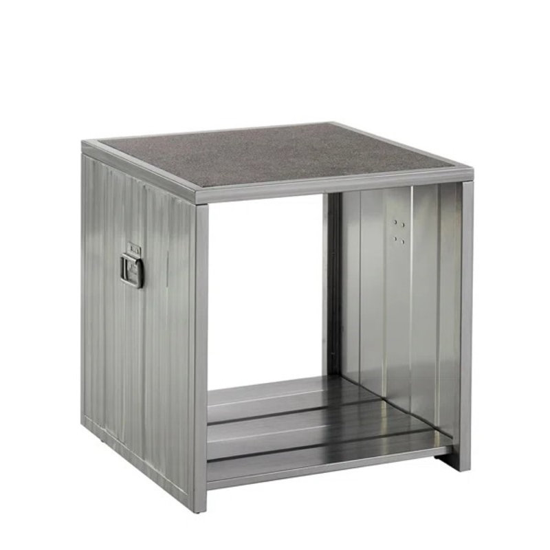 Vance 21,6 po Table de bout carrée en bois massif argentée et noire peinte à la main avec structure en métal