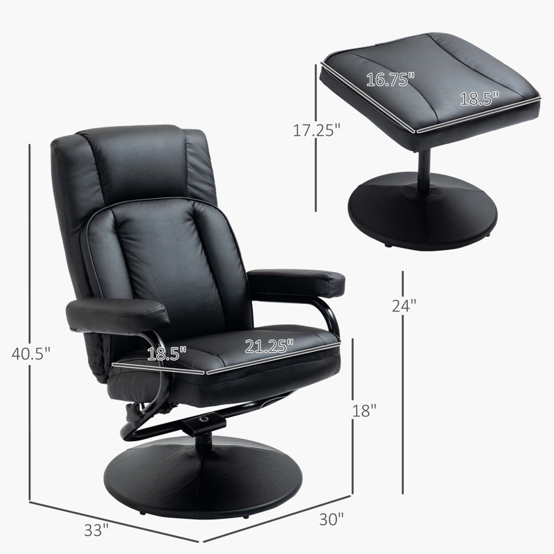 Fauteuil inclinable manuel en cuir de polyuréthane avec repose-pieds