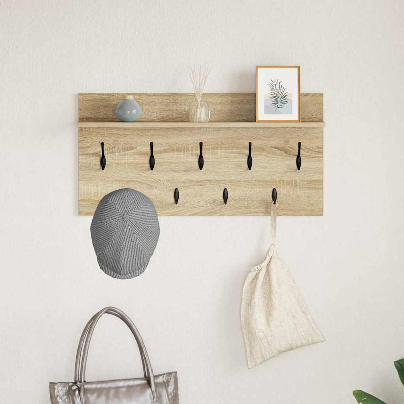 Wall-Mounted Coat Rack With Shelf 80 X 40 X 12 Cm, Sonoma Oak