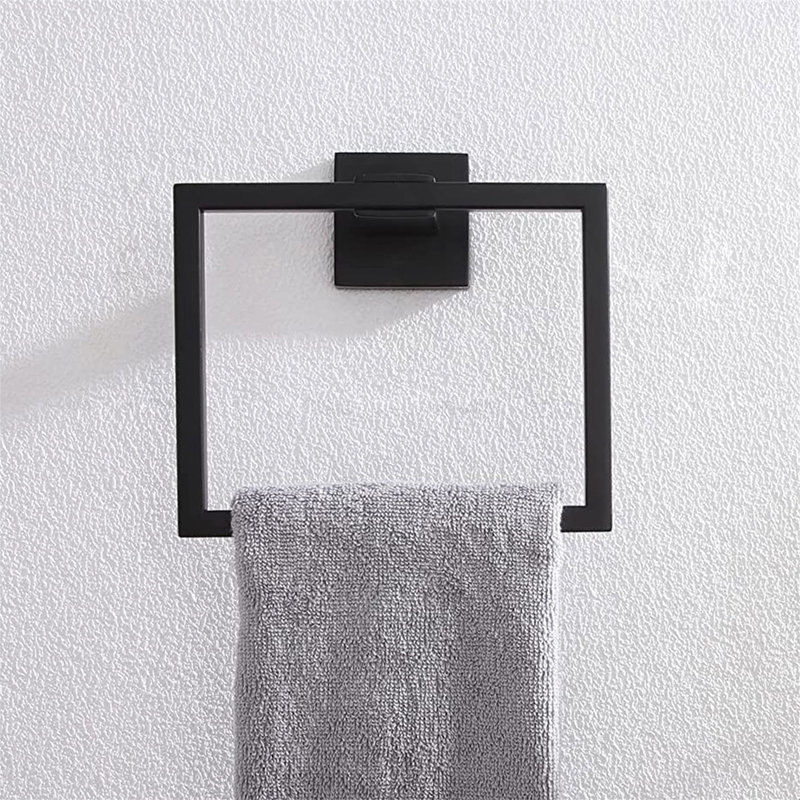 5-Piece SUS304 Bathroom Set: Towel Bar + Ring + Hooks + TP Holder, Black
