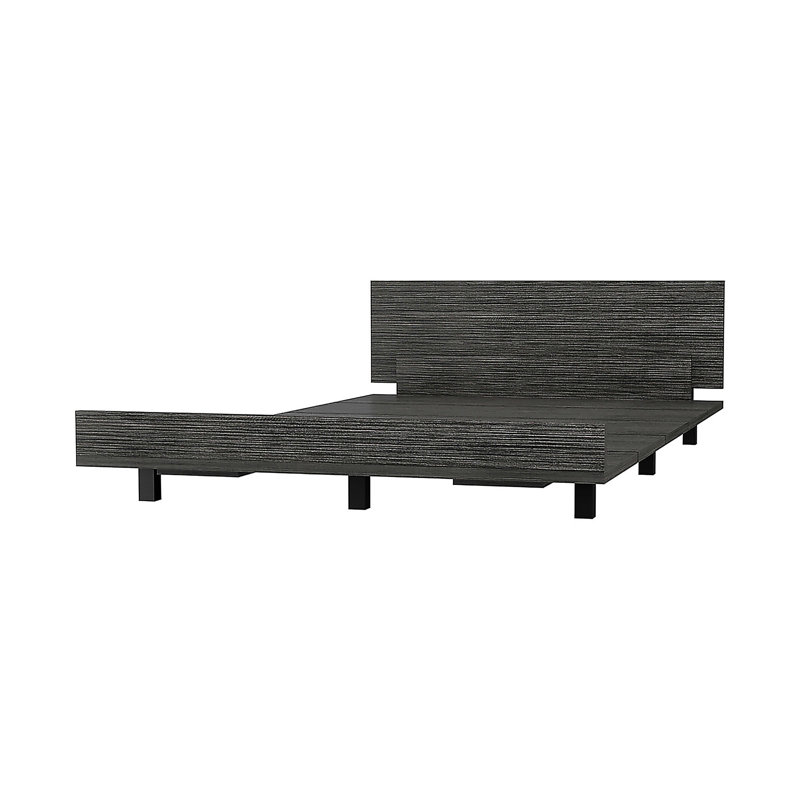 Koura Bed Base with Headboard, Twin, Gray