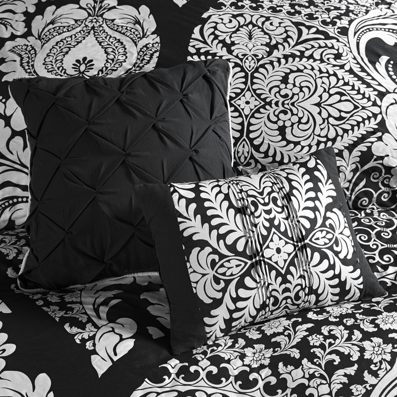 Vienna Queen Black Cotton 7-Piece Comforter Set