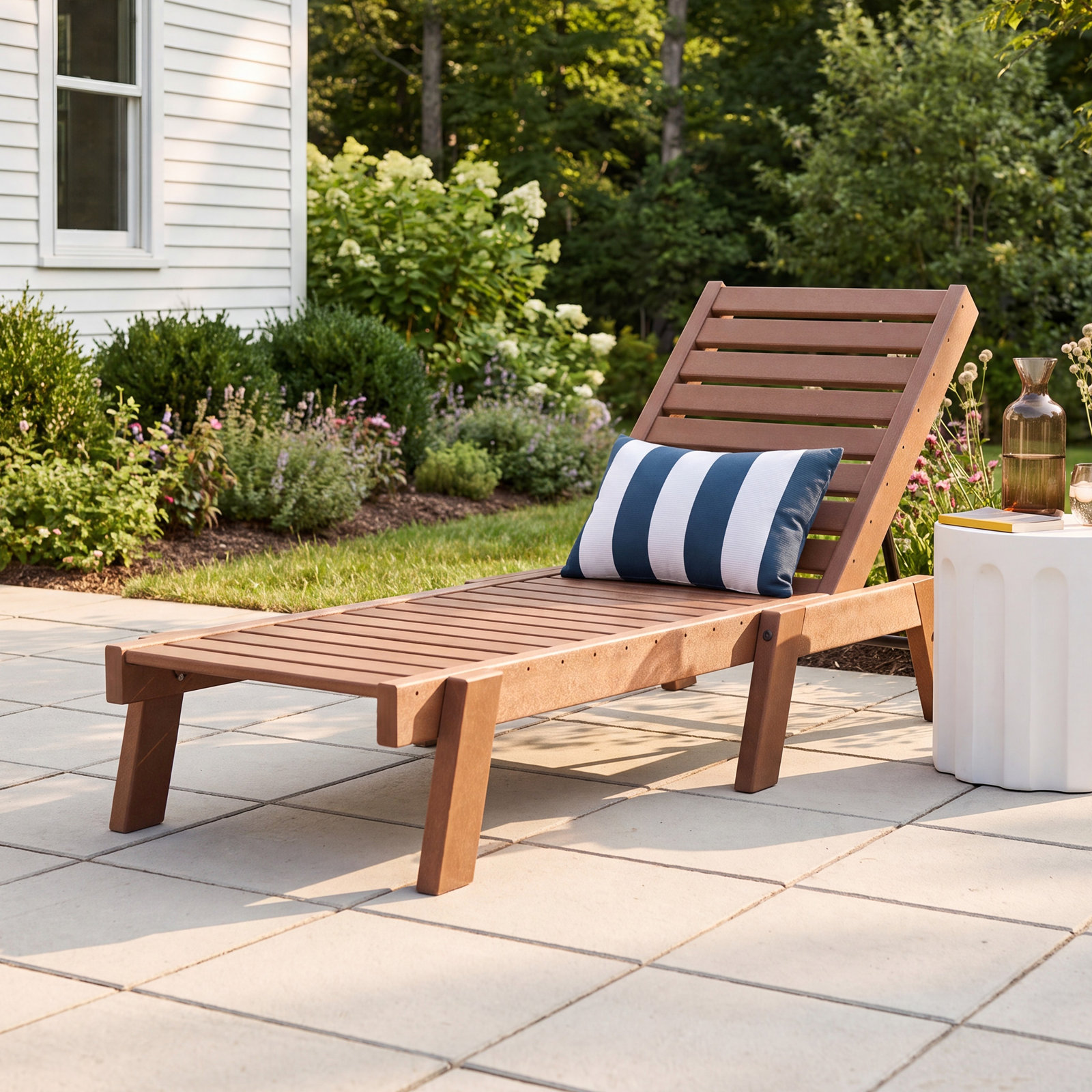 POLYWOOD® Captain 25" Patio Chaise Lounge, Dark Teak