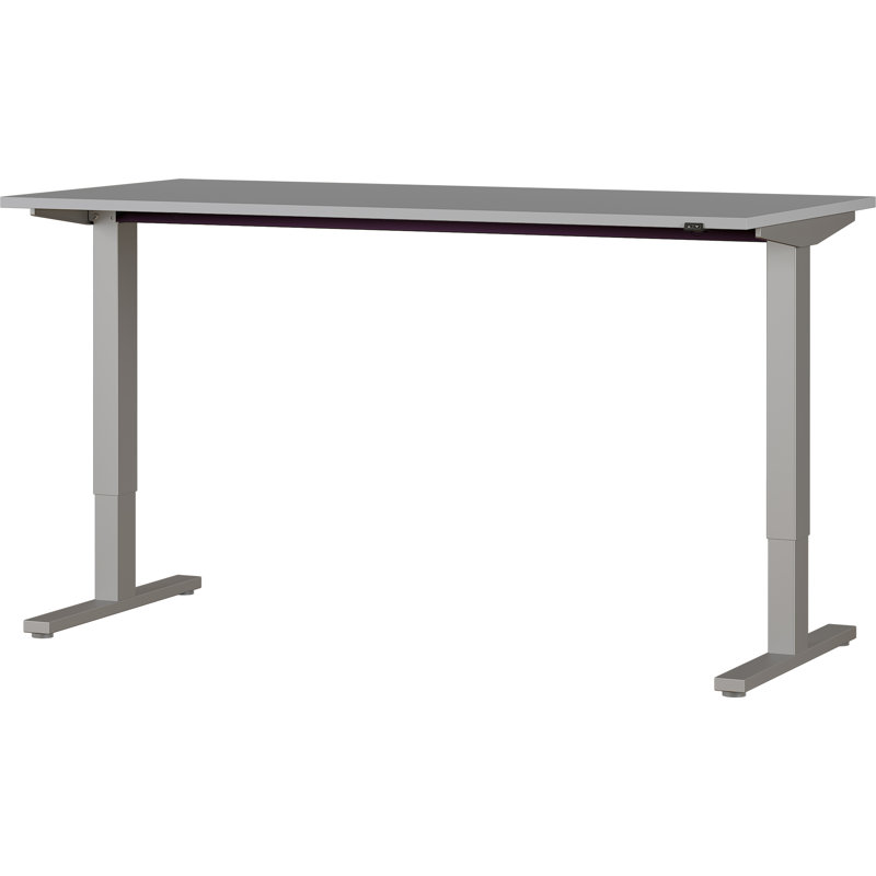 Adjustable Metal Base Standing Desk, Light Grey/Silver