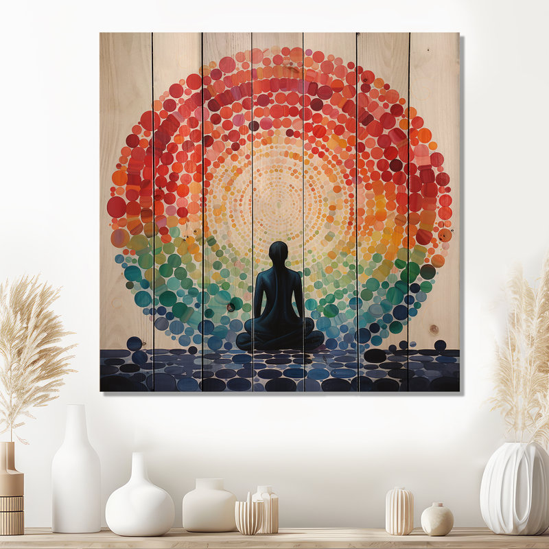 Jaracz, méditation colorée, harmonie d'esprit sur bois, H 15 po x l 15 po x P 0,78 po