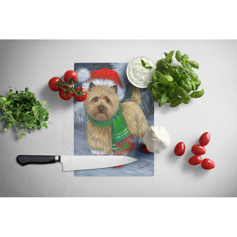 Planche à découper en verre Caroline's Treasures Scottie and Westie Christmas, Cairn Terrier avec bottes rouges