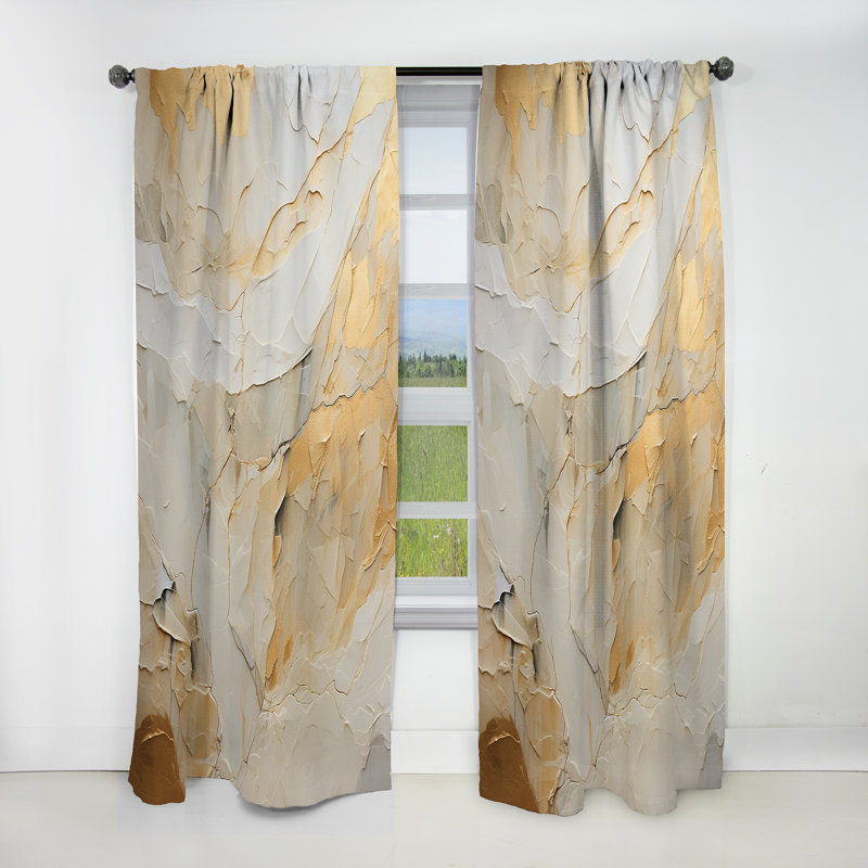 Rideau abstrait occultant beige et doré Glacier Stone Simplicity II - 1 panneau, L 52 po x L 108 po
