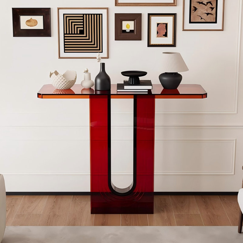 Modern Minimalist Amber Colour Acrylic Entryway Table