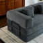 Lit convertible convertible en velours côtelé gris, cadre multifonctionnel à forme fixe 4 - 1, coussin cylindrique, plancher pour petits appartements, style décontracté avec fonction, revêtement en velours côtelé, cadre et salon