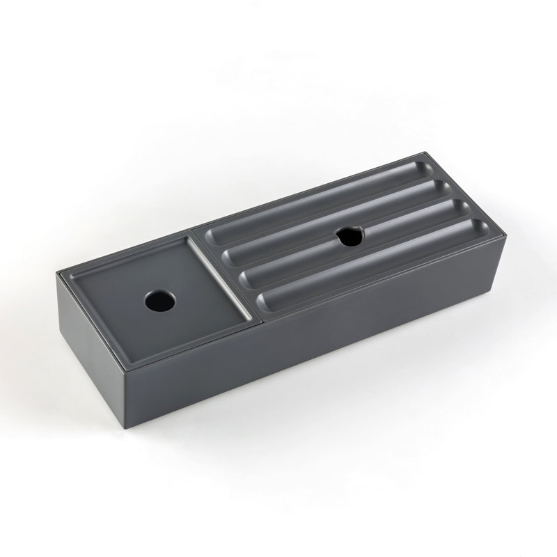 Abs Drawer Storage Boxes For Kitchen - Dark Grey, 2 , With Effortless Dual Lids And Efficient Partitions Grey 2, User- Partition Boards