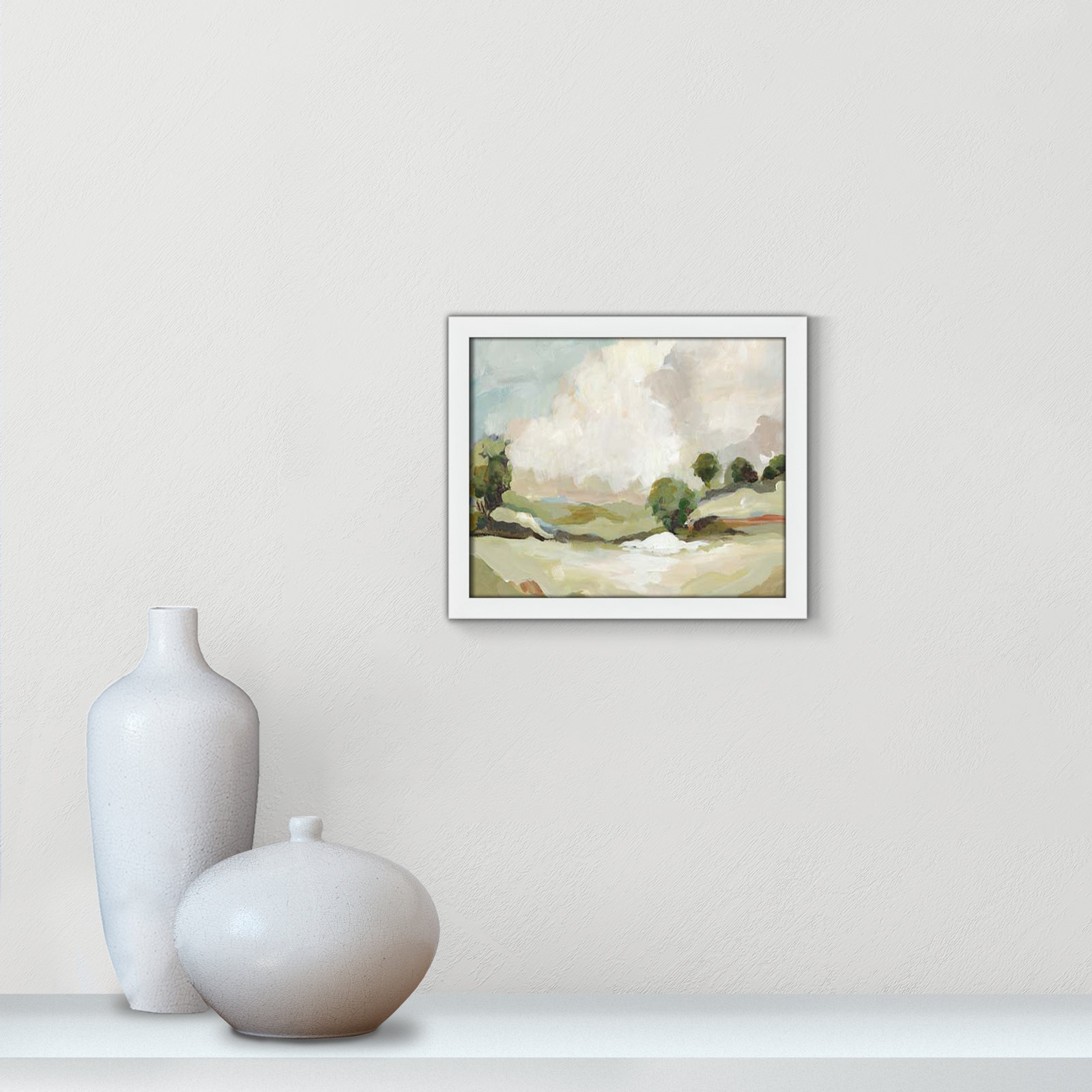 Pastoral Land by Allison Pearce, 13" H x 15" W x 1.25" D, White