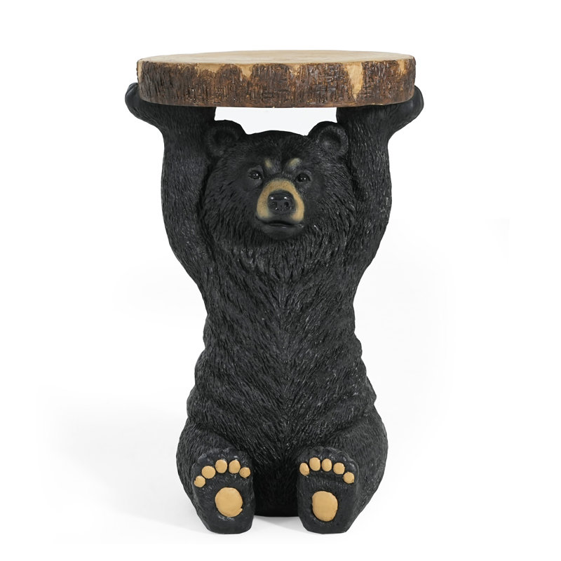 Black Bear Side Table Pedestal End Table Stool(Only Including Table)