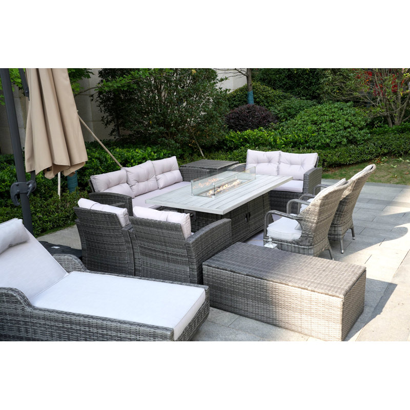 Alseepa 11 - Person Patio Conversation Set with Cushions