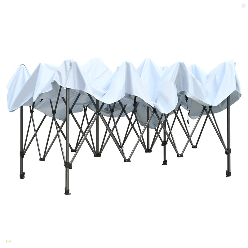Tente à auvent escamotable, tente de réception robuste avec 4 parois imperméables et protection contre les rayons UV, Blanc
