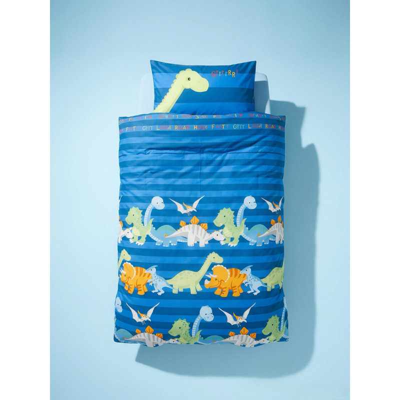 Pilsen Cotton Blend Abstract Bedding with Pillowcases Included, Blue, Single Duvet Cover + 1 Standard Pillowcase