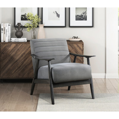 Fauteuil d'appoint décontracté, revêtement en velours gris, base en bois massif, capacité de poids de 300 lb, assise transitionnelle 29,5 po x 31,5 po x 31,5 po, velours 100% bois, poids du produit 29,47 lb,