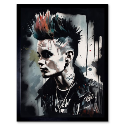 Caracas Punk Rock Music Fashion Young Man with a Mohawk 1 Piece Single Picture Frame Wall Art