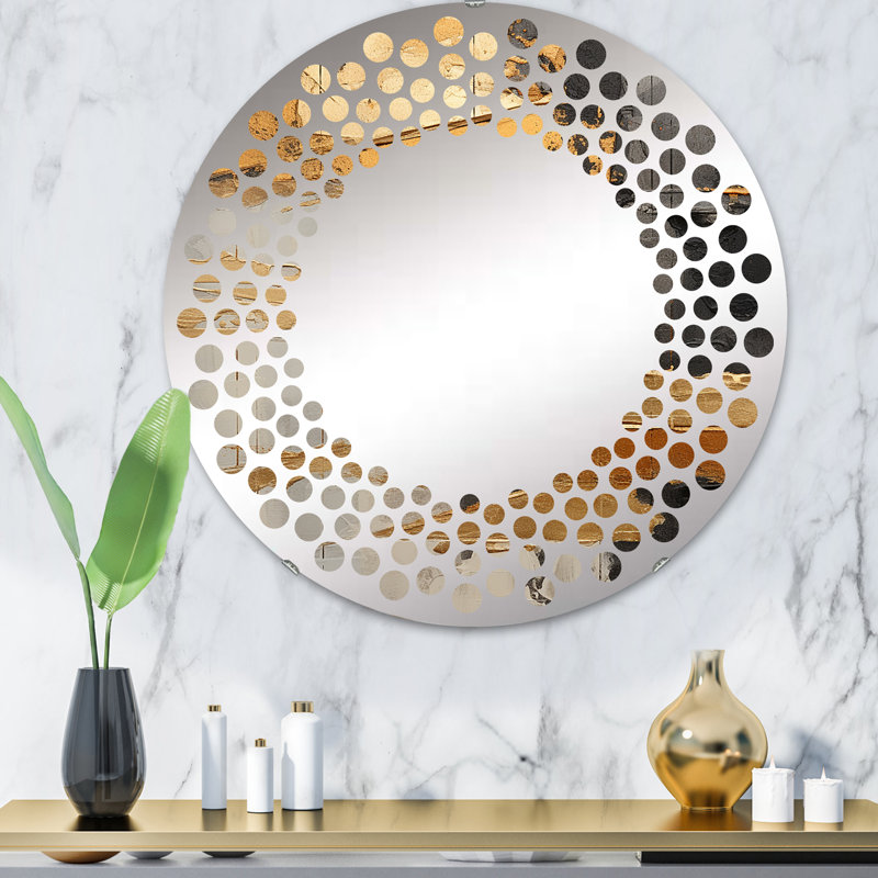 Circle Mirror, 32" H x 32" W, Gold/Gray