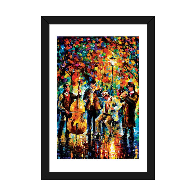 Reproduction d'art sur toile tendue « Glowing Music », Papier dans un cadre flottant, H 32 po x l 24 po, Noir