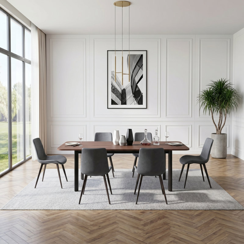 Ensemble de salle à manger 7 pièces Modern, 7 pièces: table, 6 chaises, Gris