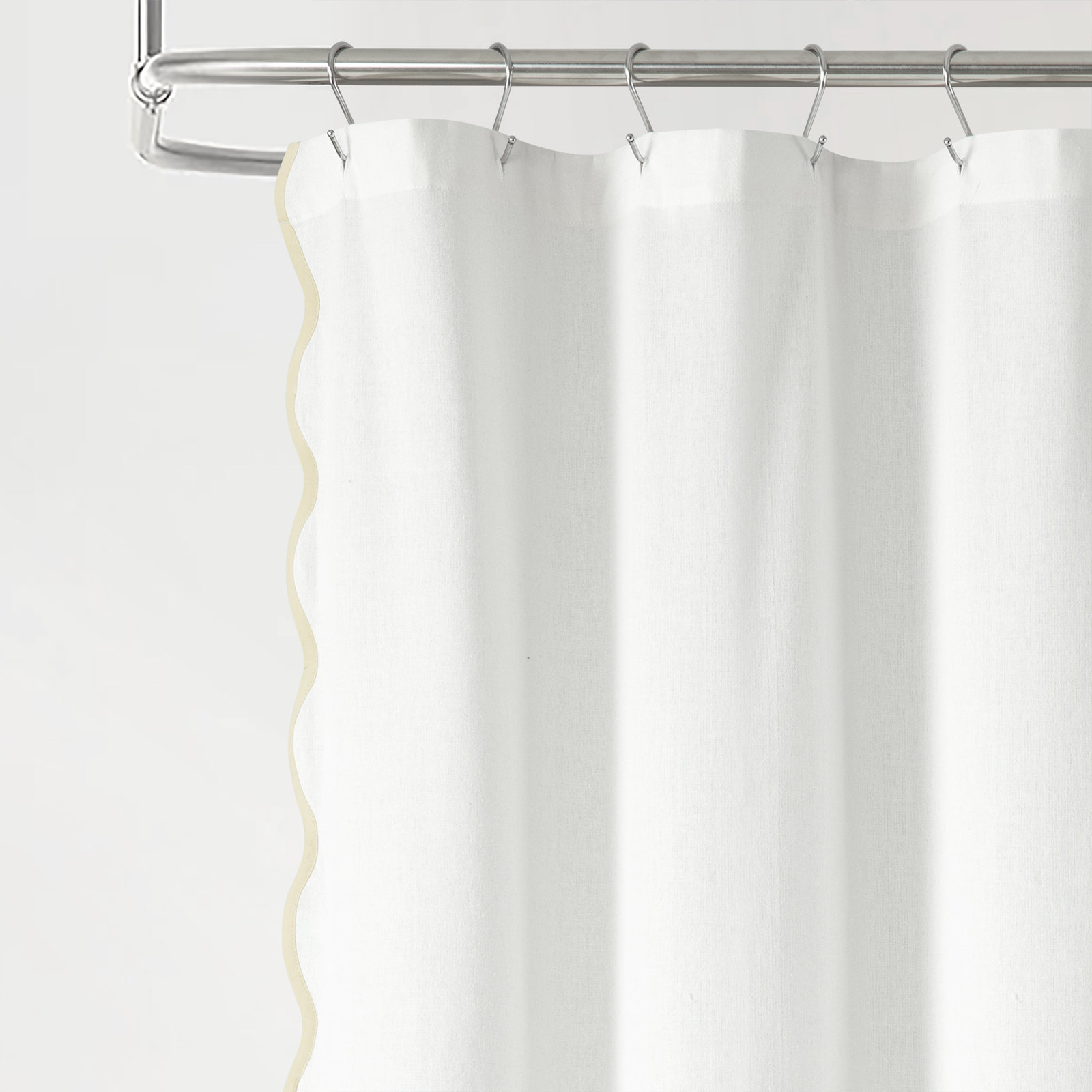 Houston Scalloped Shower Curtain, Neutral