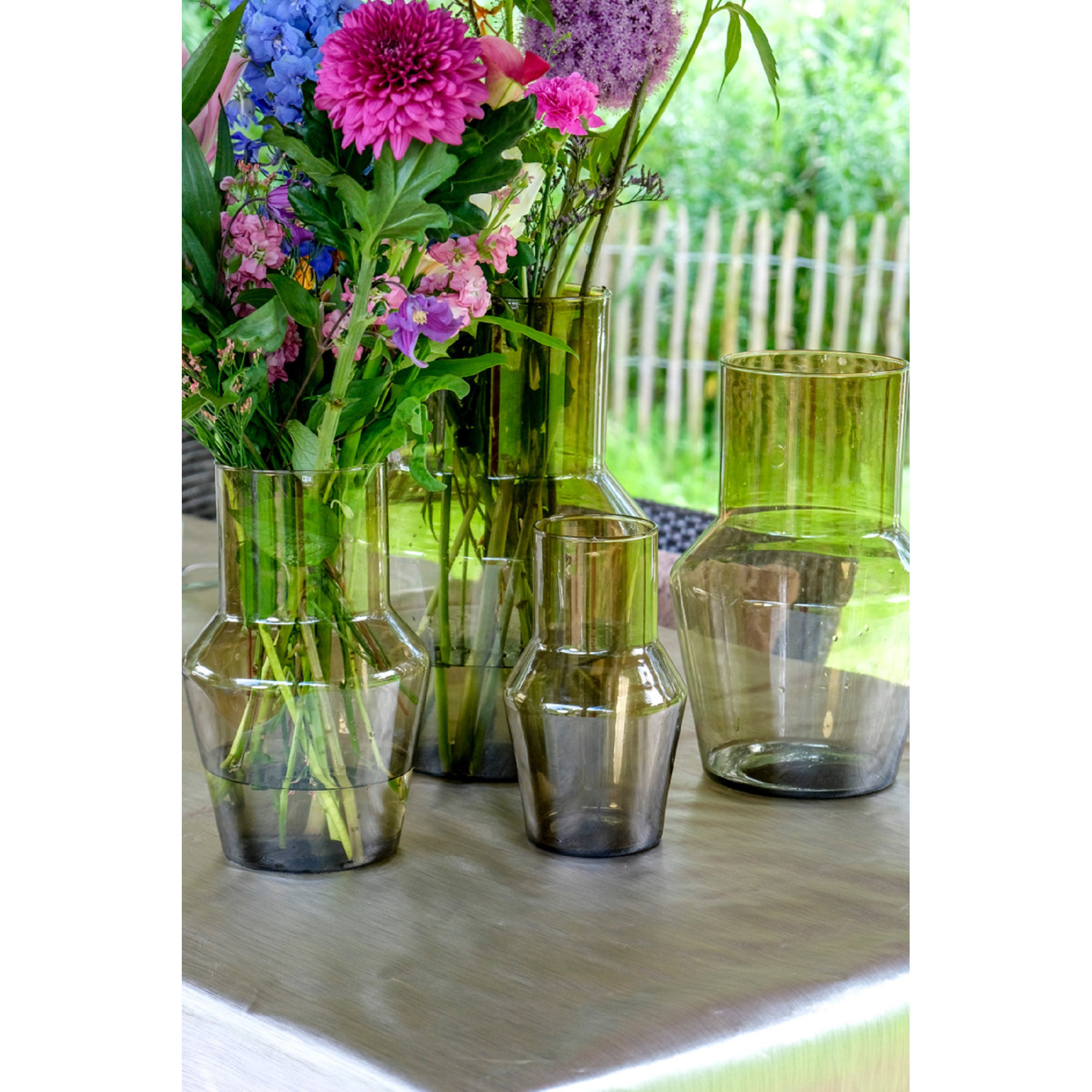 Evie Mouthblown Recycled Glass Vase, Clear, 11.81" H x 7.48" W x 7.48" D