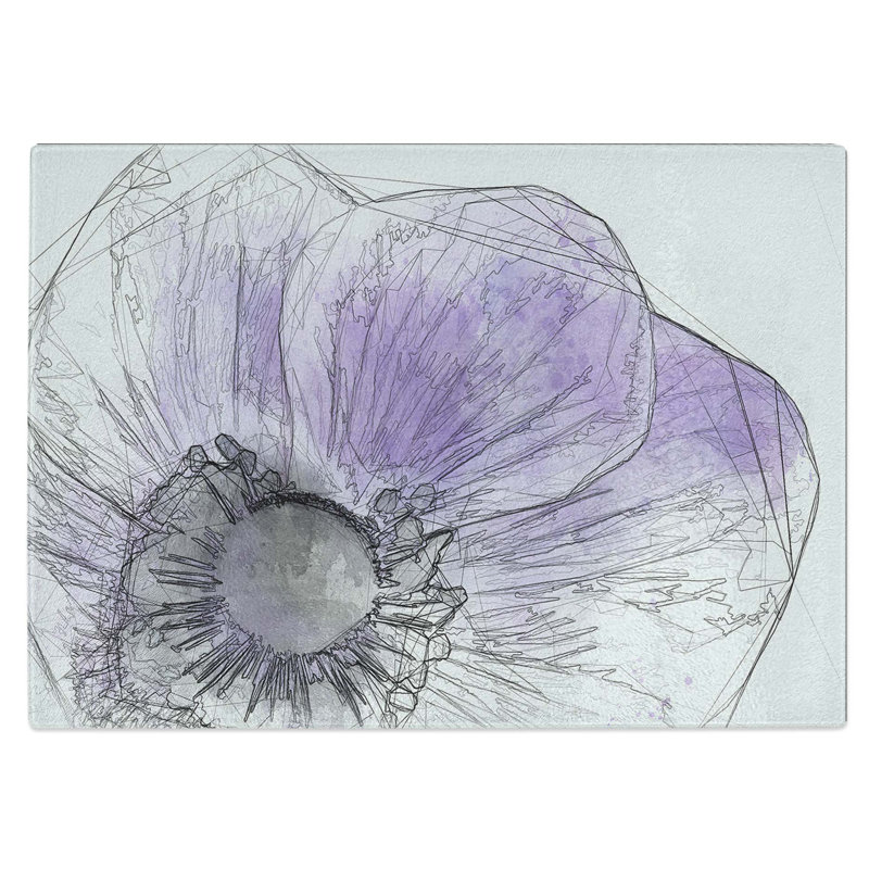 Tempered Glass Anemone Flower Chopping Board, 28.5 cm W x 20 cm L