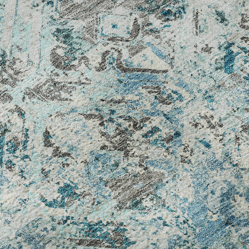 Premium Machine Washable Prisco Teal Rug, Rectangle 10' x 14'