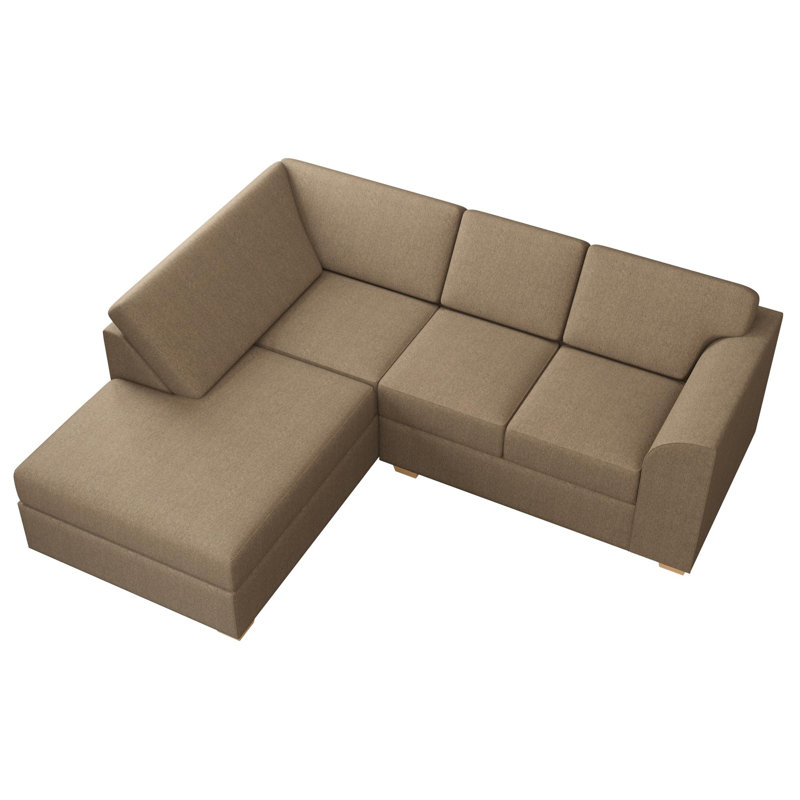 Modo L Shaped Sofa With Corner, Fixed Back, Nutmeg Polyester, Left Hand Facing