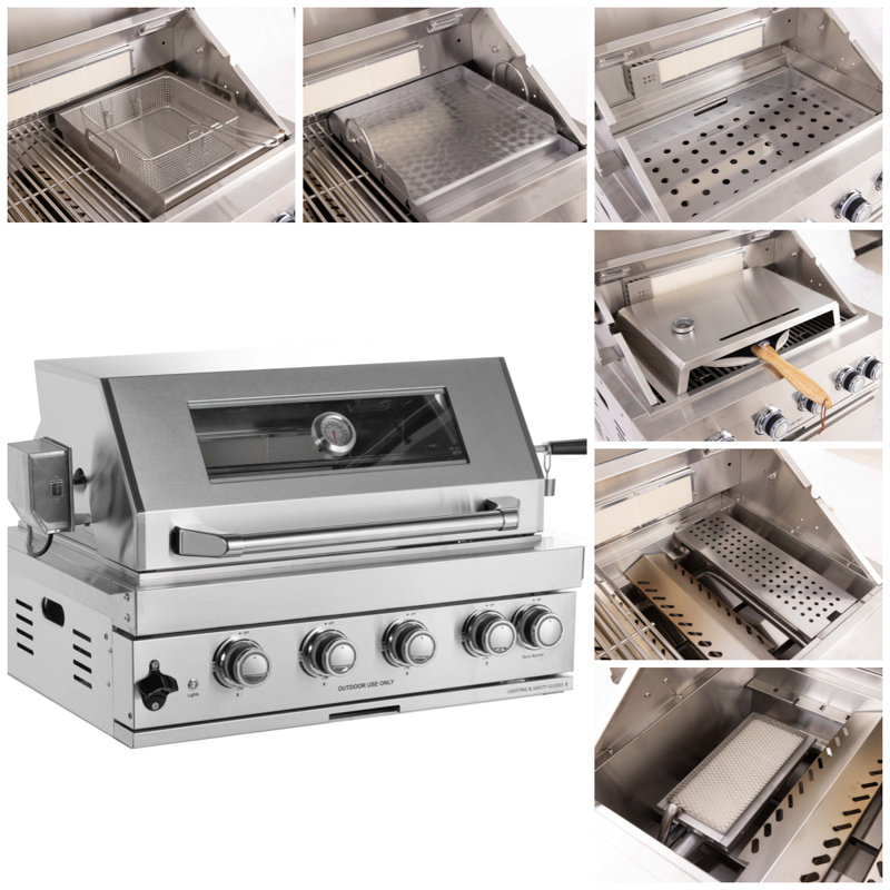 Cuisine d'extérieur à barbecue au gaz 32 po avec brûleur infrarouge, glacière et ensemble d'outils 32 po