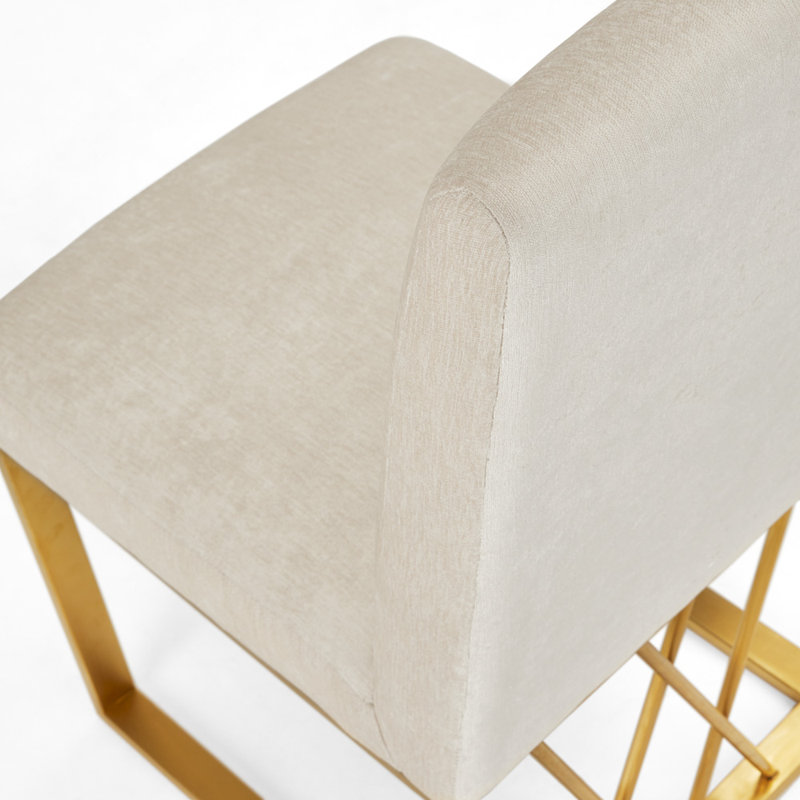 Chaise d'appoint rembourrée Nefi, Beige, Doré