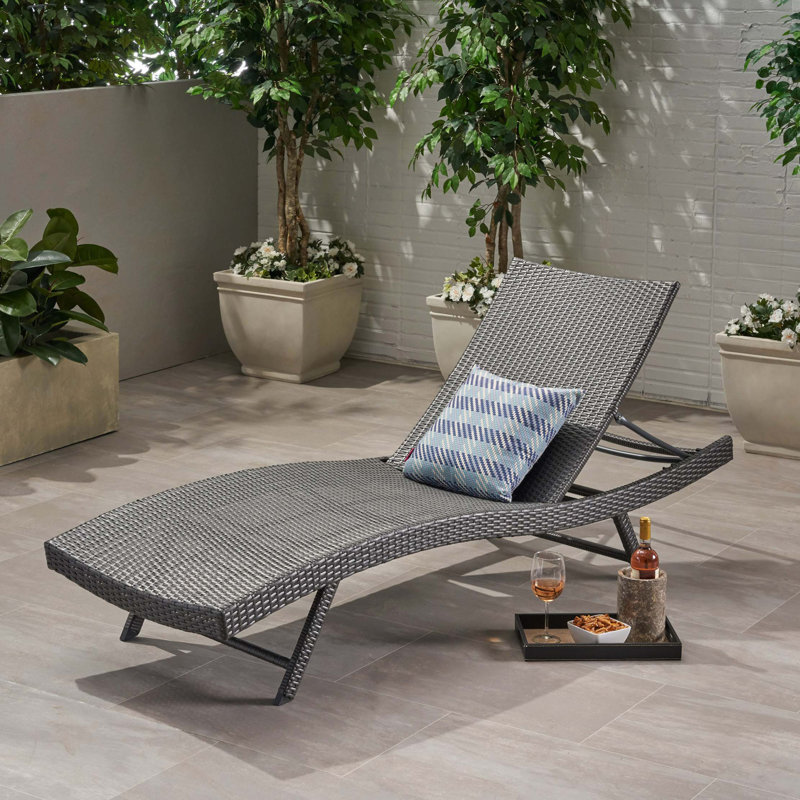 Chaise longue en osier Kauai Pe, Gris