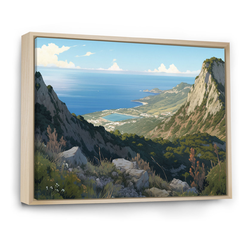 " Rocky Coastal Tones ", 30" H x 40" W x 1.5" D, Natural Floater Framed