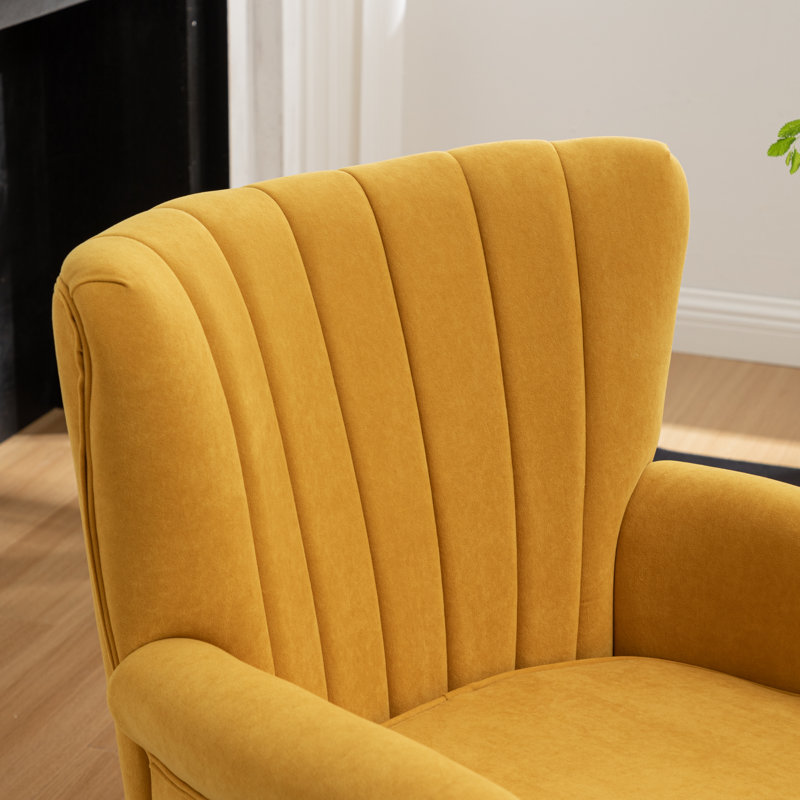 Fauteuil à oreilles de 29 po de largeur Antwanae, Velours jaune