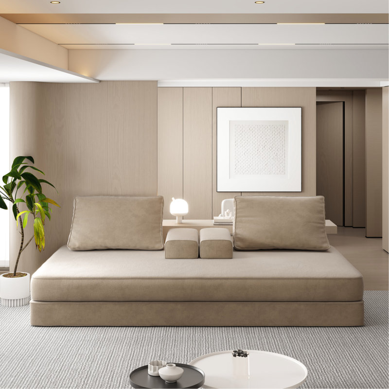 Lit multifonctionnel en tissu de chenille Boneless, H 36,32 po x l 87,04 po x P 53,05 po, Chameau