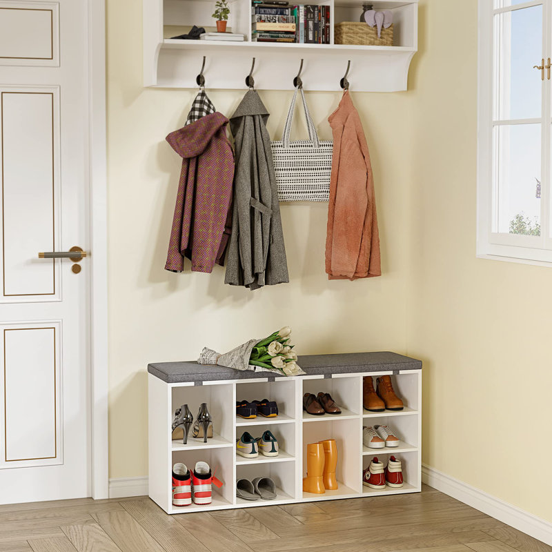 Linen Upholstered Storage Bench, White