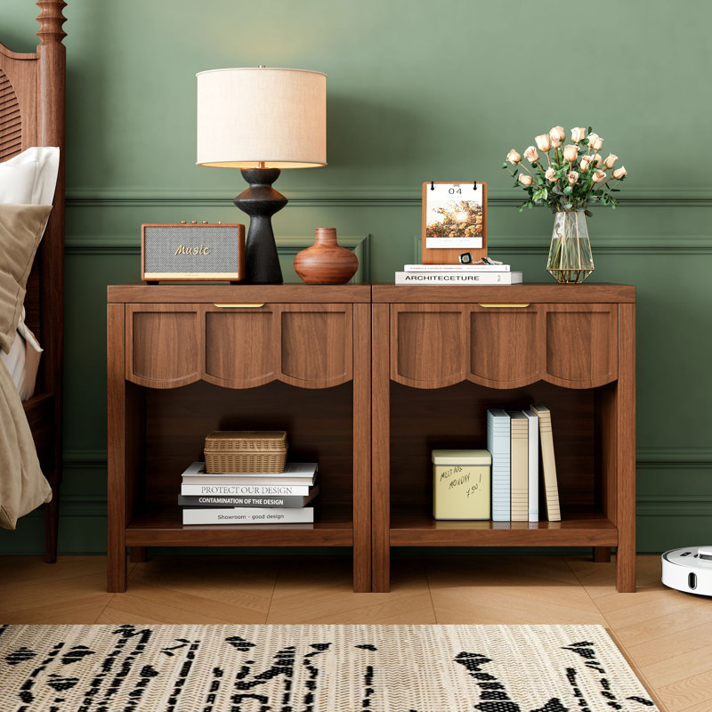 24.02" Tall 1 - Drawer Nightstand (set Of 2), Walnut