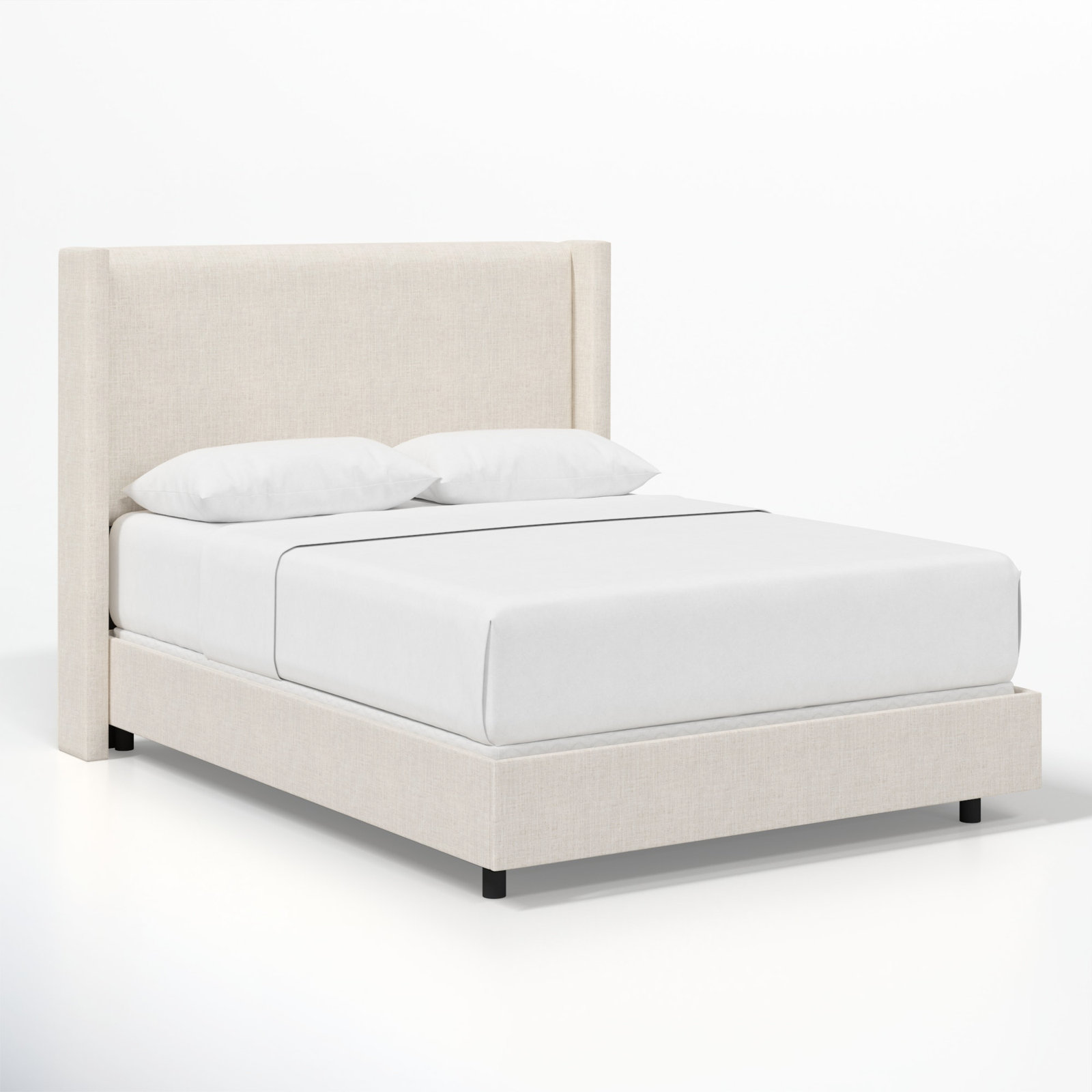 Hanson Linen Upholstered Wingback Bed, Classic Talc Linen, Full/Double