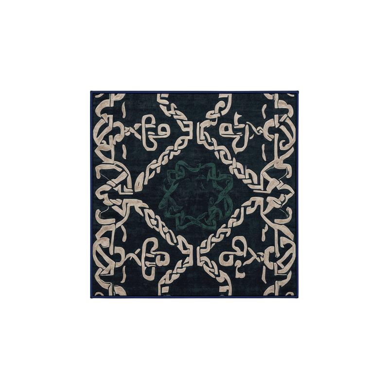Machine Washable Blue Area Rug, Square 4'