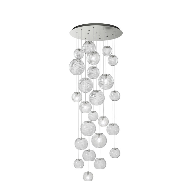 Oto Suspension R60 Smoky Striped Satin Nickel G9 Ul, Crystal Striped Glass, Satin Nickel