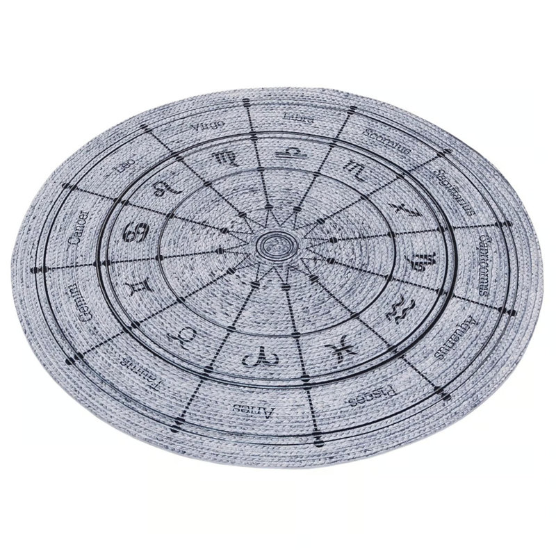 Tapis gris en Saveah et sisal, Rond 3 pi 3 po