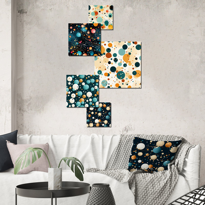 Ensemble de 5 décorations murales à pois Chesni